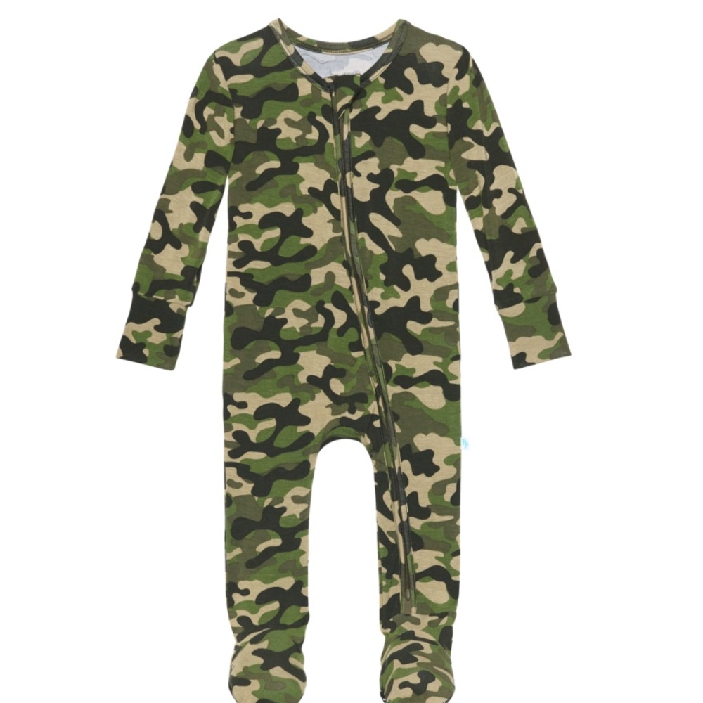 Posh Peanut Cadet Green Camouflage Kids Footie Newborn